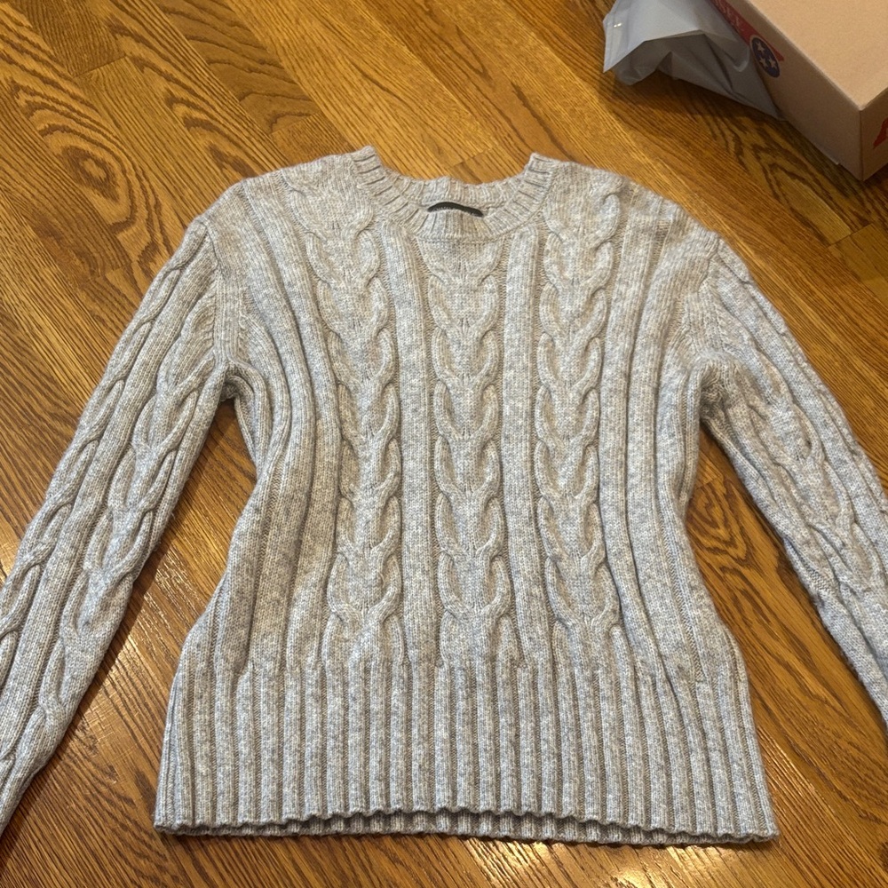 Banana Republic Light Gray Cable Knit Sweater